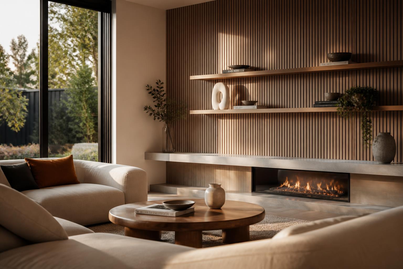 Warm modern living room designed by LN Design
